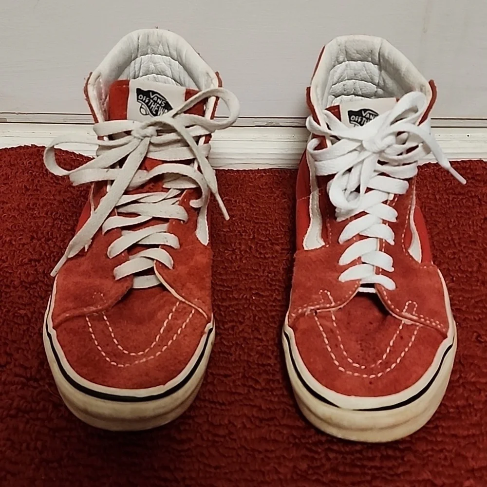 VANS high top sneakers red/white size men 5.5 and women 7